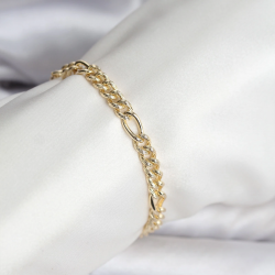 Mey İthalat® 14K Gold Renk Kaplama Lazerli Zincir Model CM Kadın Bileklik