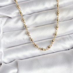 Mey İthalat® 14K Gold Renk Kaplama Topçuklu Zincir Model CM Kadın Kolye