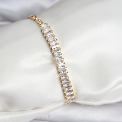 Mey İthalat® 14K Gold Renk Kaplama Zirkon Taşlı Baget Model CM Kadın Bileklik