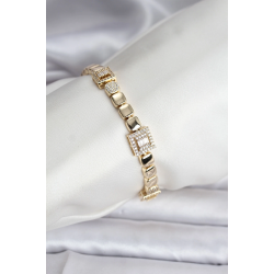 Mey İthalat® 14K Gold Renk Kaplama Zirkon Taşlı CM Kadın Bileklik