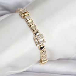 Mey İthalat® 14K Gold Renk Kaplama Zirkon Taşlı CM Kadın Bileklik