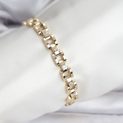 Mey İthalat® 14K Gold Renk Kaplama Zirkon Taşlı CM Kadın Bileklik