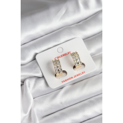 Mey İthalat® 14K Gold Renk Kaplama Zirkon Taşlı CM Kadın Küpe