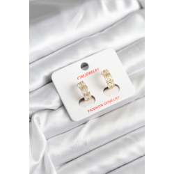 Mey İthalat® 14K Gold Renk Kaplama Zirkon Taşlı CM Kadın Küpe