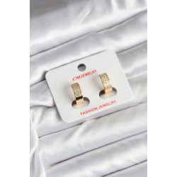 Mey İthalat® 14K Gold Renk Kaplama Zirkon Taşlı Halka CM Kadın Küpe