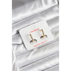 Mey İthalat® 14K Gold Renk Kaplama Zirkon Taşlı Halka Model CM Kadın Küpe