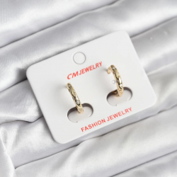 Mey İthalat® 14K Gold Renk Kaplama Zirkon Taşlı Halka Model CM Kadın Küpe