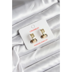 Mey İthalat® 14K Gold Renk Kaplama Zirkon Taşlı Halka Model CM Kadın Küpe