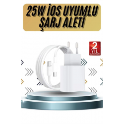Mey İthalat® 15/Pro/Pro Max 25W İOS Uyumlu Hızlı Şarj Aleti Adaptörlü Beyaz