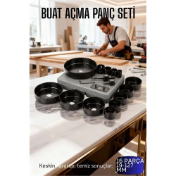 Mey İthalat® 16 Parça Profesyonel Panç Buat Açma Seti - Ahşap ve Alçıpan Delme Testere Seti (19-127 mm)