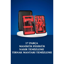 Mey İthalat® 17 Parça Manikür Seti Taşınabilir Özel Çantalı El ve Ayak Bakımı Tırnak Batığı Temizleme