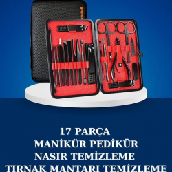 Mey İthalat® 17 Parça Manikür Seti Taşınabilir Özel Çantalı El ve Ayak Bakımı Tırnak Batığı Temizleme