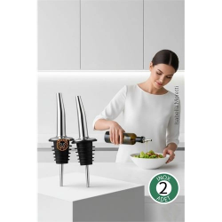 Mey İthalat® 2 Adet Inox Çelik Akıtmaz Yağdanlık Ucu - Profesyonel Şişe Tıpası & Sosluk Başlığı