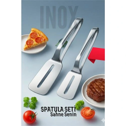Mey İthalat® 2 li Inox Spatula Seti – Pizza, Tatlı, Et Servisi İçin Ergonomik Tasarım
