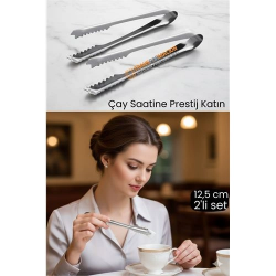 Mey İthalat® 2 'li Paslanmaz Çelik Şeker Maşası - Profesyonel Sunum ve Servis Maşası Seti - 12.5 cm