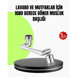 Mey İthalat® 2 Modlu 1080° Dönebilen Musluk Başlığı Esnek 3 Eklemli Hareketli Tasarım