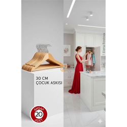 Mey İthalat® 20'li Lüks Masif Ahşap Çocuk Askı Seti - Elena Rostova Stil Seçkisi - 30 cm