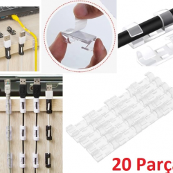 Mey İthalat® 20'li Yapışkanlı Kablo Sabitleyici Şeffaf Klips