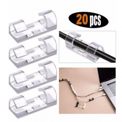 Mey İthalat® 20'li Yapışkanlı Kablo Sabitleyici Şeffaf Klips