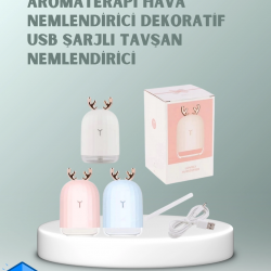 Mey İthalat® 200 ml Tavşan Kulaklı Ultrasonik Hava Nemlendirici ve Gece Lambası