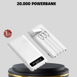 Mey İthalat® 20.000 mAh 4 Çıkışlı LED Göstergeli Hızlı Şarj Powerbank