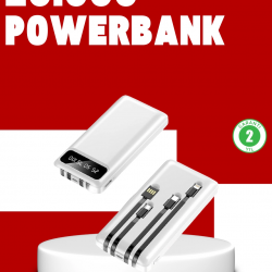 Mey İthalat® 20.000mAh PD Powerbank LED Işık LCD Ekran Dahili Kablo Çoklu Giriş