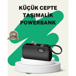 Mey İthalat® 2000mAh Mini Powerbank Dahili Konektörlü PD 20W