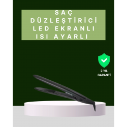 Mey İthalat® 2025 Isı Ayarlı Titanyum Kaplama Seramik Plakalı Saç Düzleştirici Dijital Ekranlı A Kalite