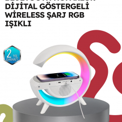 Mey İthalat® 2025 Model 15W Kablosuz Şarjlı Renkli Atmosfer Lambası