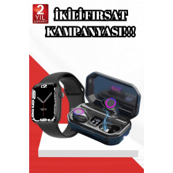Mey İthalat® 2025 Model Akıllı Saat ve Bluetooth Kulaklık 5.0 Bluetooth Bağlantılı Dokunmatik Ekran