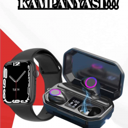 Mey İthalat® 2025 Model Akıllı Saat ve Bluetooth Kulaklık 5.0 Bluetooth Bağlantılı Dokunmatik Ekran