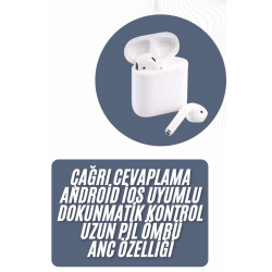 Mey İthalat® 2025 Model Çağrı Cevaplayabilen Bluetooth Kulaklık Beyaz Dokunmatik Kontrol