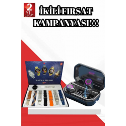 Mey İthalat® 2025 Model Çok Kordonlu Akıllı Saat ve Bluetooth Kulaklık El Fenerli