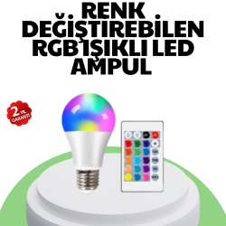 Mey İthalat® 2025 RGB LED Ampul Uzaktan Kumandalı Renkli Işık A Kalite