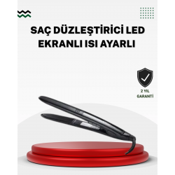 Mey İthalat® 2025 Seri Profesyonel Isı Ayarlı Titanyum Kaplama Saç Düzleştirici Dijital Ekranlı