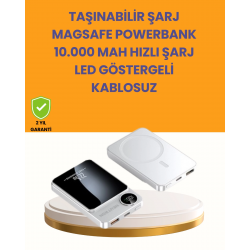 Mey İthalat® 20W PD ve 15W Manyetik Kablosuz Şarj Destekli Taşınabilir Powerbank