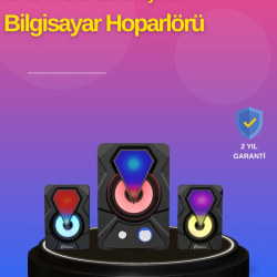 Mey İthalat® 2.1 Kanal RGB LED Oyun Hoparlörü Subwoofer Destekli