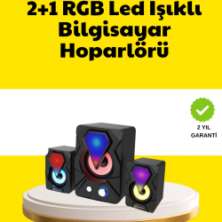 Mey İthalat® 2.1 USB Bağlantılı Oyun Hoparlörü Renkli LED Işıklı
