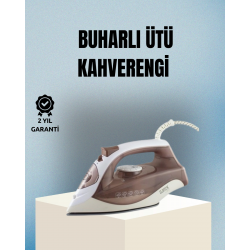 Mey İthalat® 2200 Watt Buharlı Ütü Kahverengi Seramik Taban Şok Buharlı