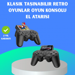 Mey İthalat® 2.4 İnç HD Renkli Ekranlı 500-in-1 Taşınabilir Retro Oyun Konsolu, Kablolu TV Bağlantısı ve Uzun Pil Ömrü