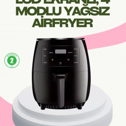 Mey İthalat® 2400W Güçlü Airfryer 6L Yapışmaz Hazne Bulaşık Makinesi Uyumlu