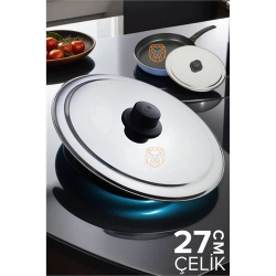 Mey İthalat® 27 cm Kızartma Tavası Kapağı Çelik Żelazny Design
