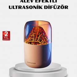 Mey İthalat® 280ml Alev Işıklı Ultrasonik Hava Nemlendirici Sessiz ve USB Şarjlı
