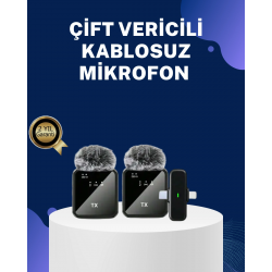 Mey İthalat® 2in1 Kablosuz Yaka Mikrofonu iOS ve Android Uyumlu