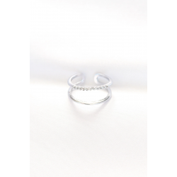 Mey İthalat® 2li Görünümlü Su Yolu Tasarımlı Silver Renk Ayarlanabilir Yüzük