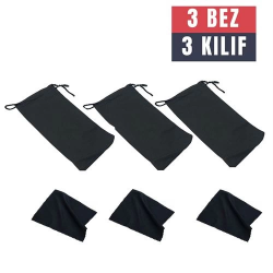 Mey İthalat® 3 Adet Gözlük Kılıfı + Bez Seti