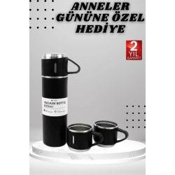 Mey İthalat® 3 Bardaklı Termos Seti Anneler Gününe Özel Hediye Taşınabilir Sızdırmaz Isı Koruyucu