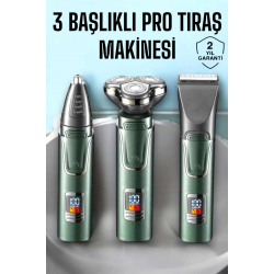 Mey İthalat® 3 Başlıklı Profesyonel Saç ve Sakal Bakım Seti Vücut, Burun ve Kulak Tüy Alma