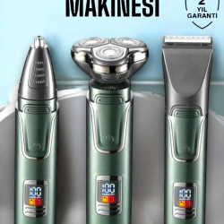 Mey İthalat® 3 Başlıklı Profesyonel Saç ve Sakal Bakım Seti Vücut, Burun ve Kulak Tüy Alma