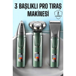 Mey İthalat® 3 Başlıklı Profesyonel Saç ve Sakal Bakım Seti Vücut, Burun ve Kulak Tüy Alma